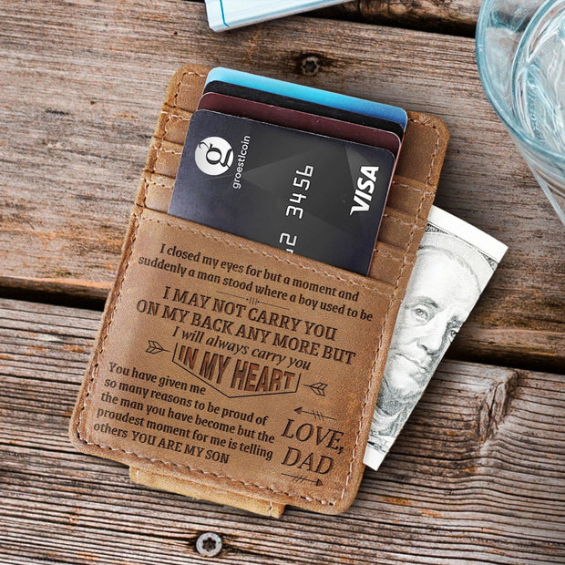 Words Engraved Small Wallet For Men Gift Thin Card Holder