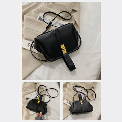 Buckle Phone Bag For Women Elegant Leather Handbag Crossbody Bag