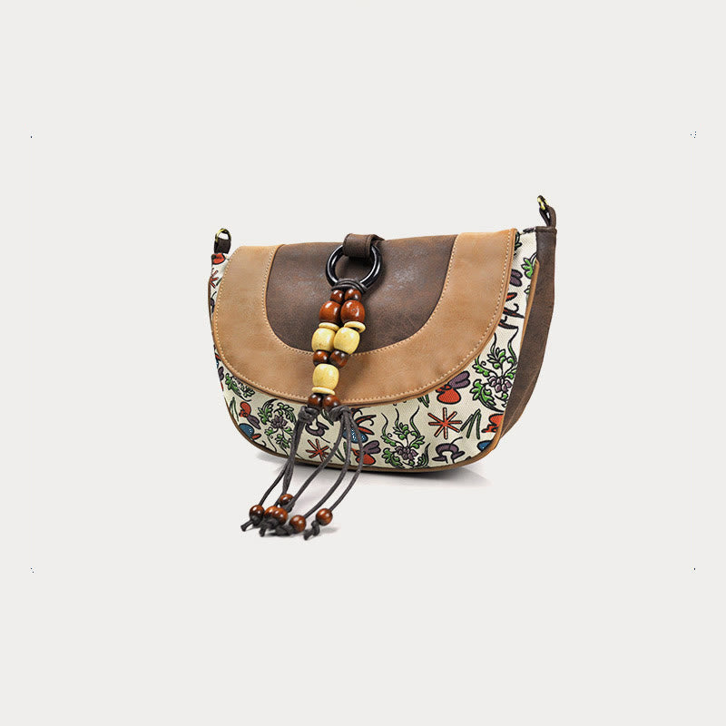 Crossbody Bag For Women Ethnic Style Printing PU Leather Bag