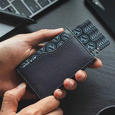 Genuine Leather Handmade RFID Blocking Pop Up Wallet Card Holder