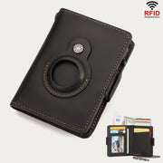 RFID Airtag Chain Protect Wallet Women Men Leather Card Holder