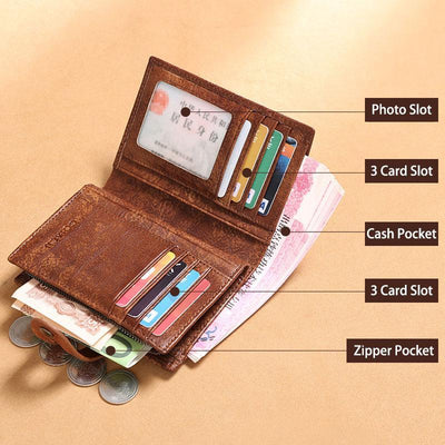 RFID Leather Retro Multifunctional Wallet