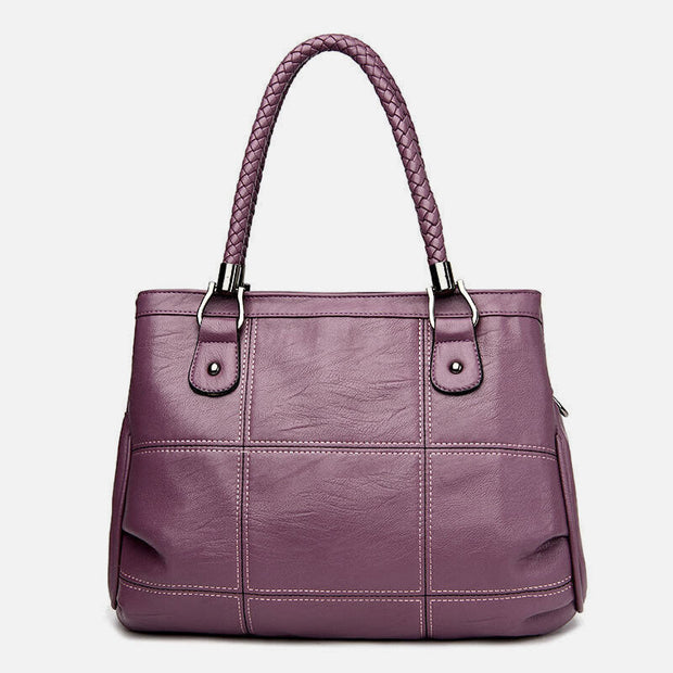 Large capacity Solid Color Triple Zip Handbag Tote Crossbody Bag