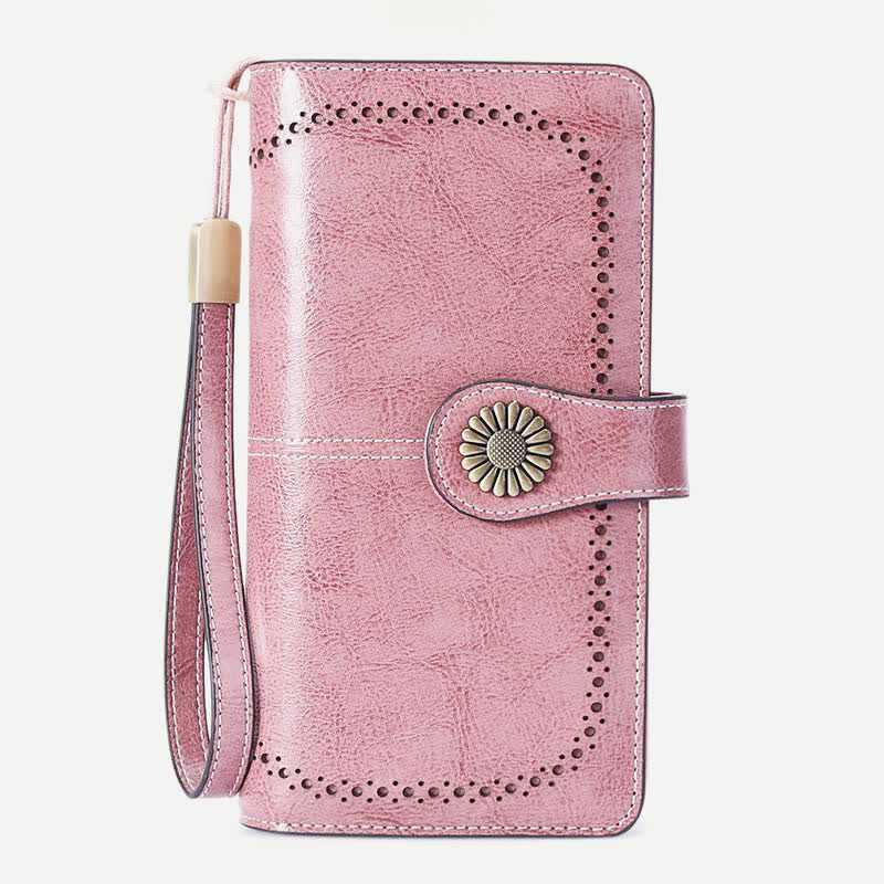 Women RFID Blocking Leather Wallet Multi-slot Credit Card Holder Clutch