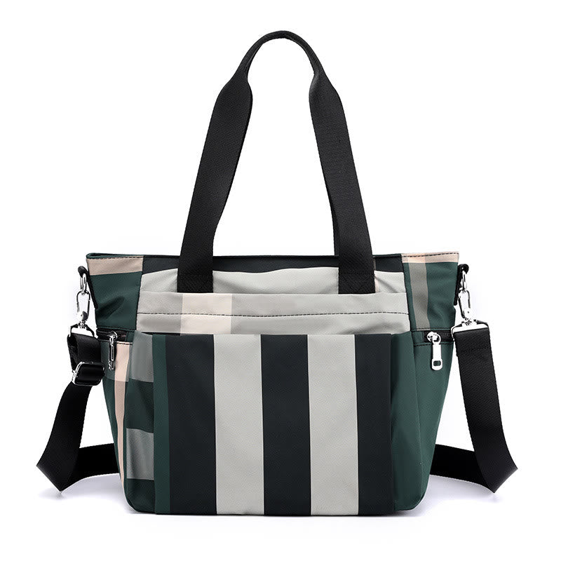 Tote Bag For Women Plaid Pattern Nylon Shoulder Bag