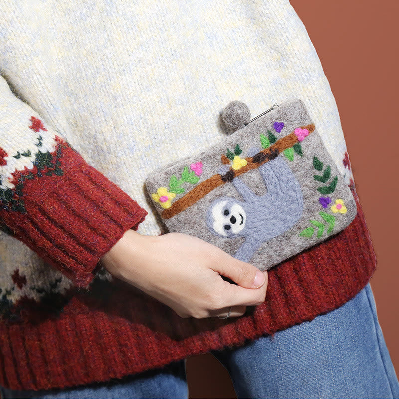 Wool Felt Wallet For Women Kids Cute Animal Coin Purse