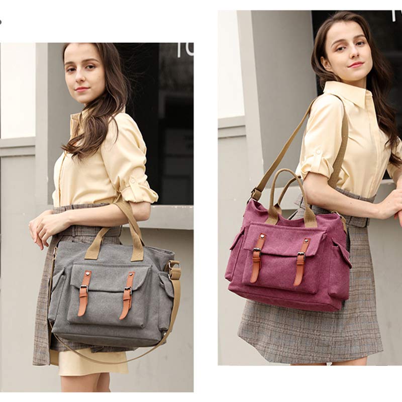 Large Capacity Women Canvas Tote Casual Crossbody Shoulder Handbags Messenger Bag