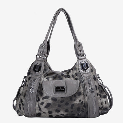 Leopard Pattern Handbag For Women Faux Leather Tote Satchel