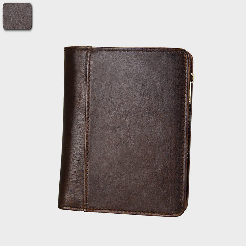 Wallet For Men Retro Genuine Leather Multi Pocket Money Clip