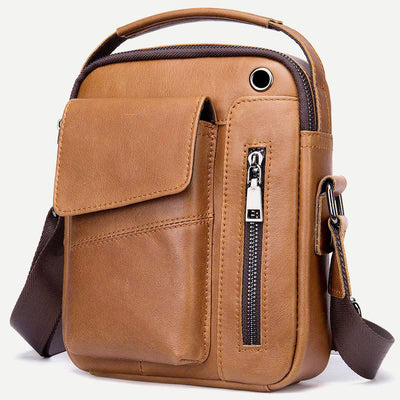 Messenger Bag for Men Multi-Pocket Genuine Leather Business Crossbody Bag