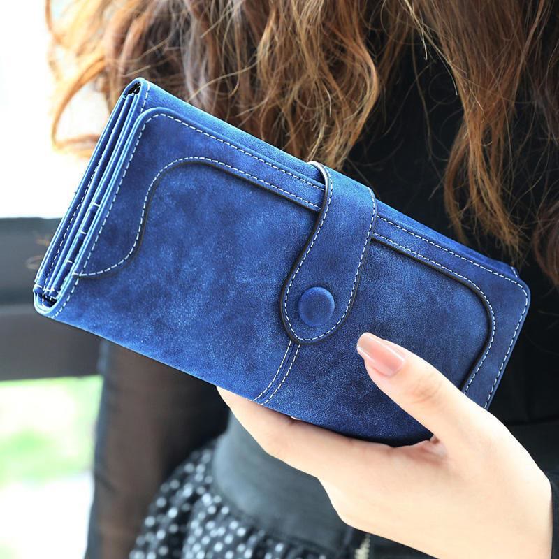 Long Wallet For Women Solid Color Multiple Slot Daily Purse