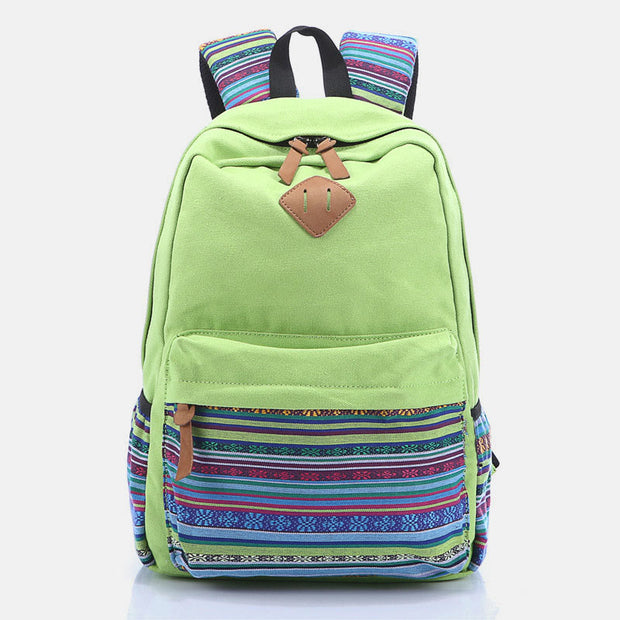 Backpack for Women Colorful Stripe Custom Canvas Student Sport Daypack