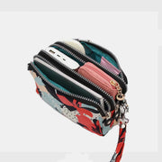 3 Zip Mini Crossbody Bag Nylon Cellphone Wallet Long Wristlet Purses