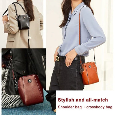 Soft Leather Phone Bag For Lady Crossbody Mini Bag