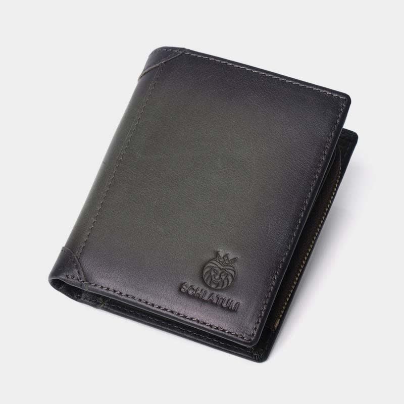 Men's Leather Bifold Wallet with 2 ID Windows Anti-theft RFID Blocking