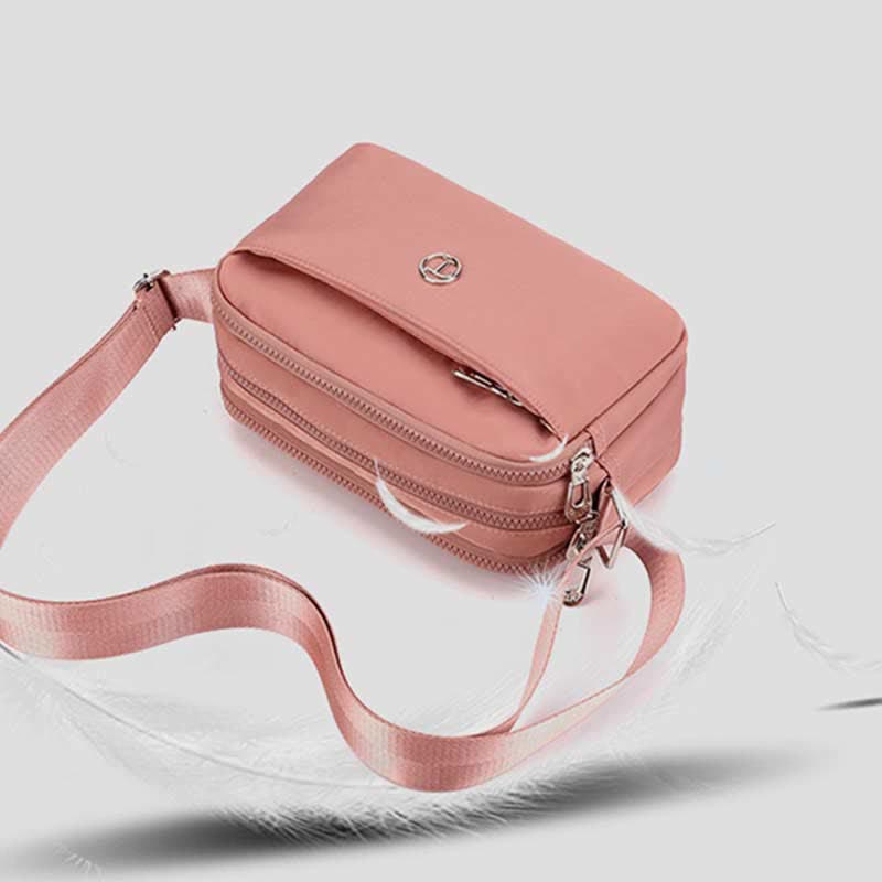 Triple Zip Small Crossbody Purse for Women Lightweight Casual Shoulder Bag