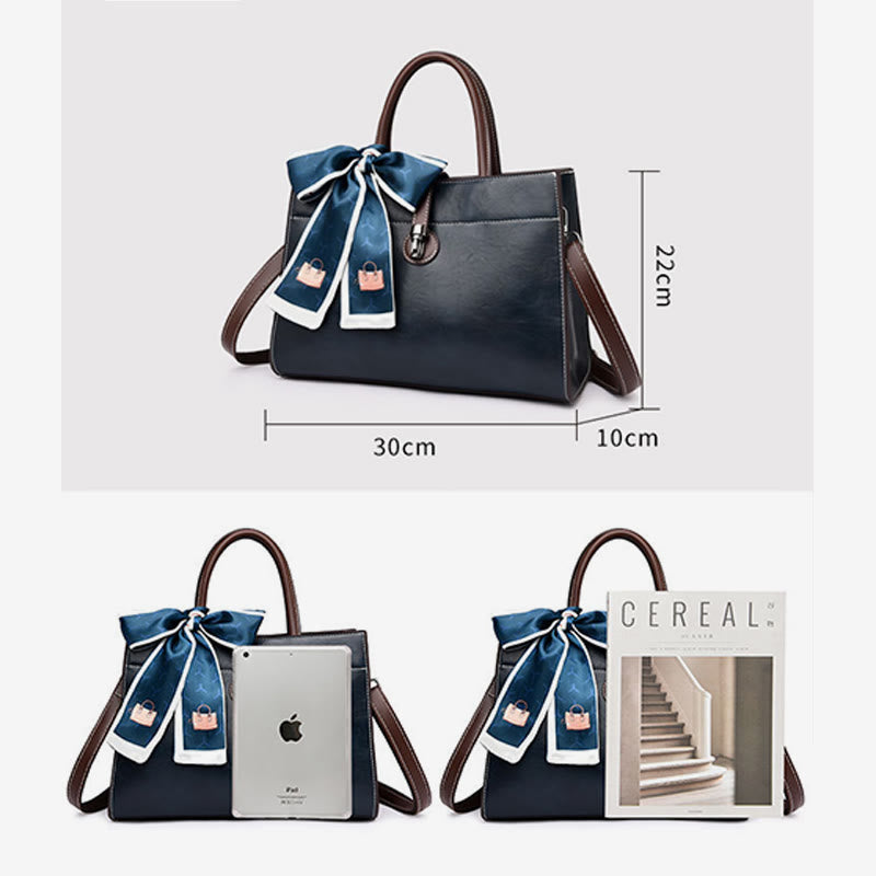 Ribbon Bow Handbag For Women Elegant Retro Crossbody Tote Purse