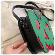 Halloween Crossbody Bag For Women Green Apple Skull Pattern Bag