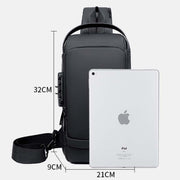 Anti-theft Waterproof Large Capacity Casual Sling Bag With USB Charging Port & Reflective Strip