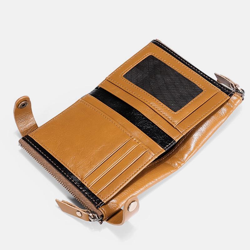 Genuine Leather Multi-function RFID Bifold Wallet