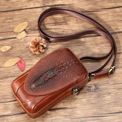 Mens Leather Phone Bag Durable Multifunction Wear Belt Waist Bag