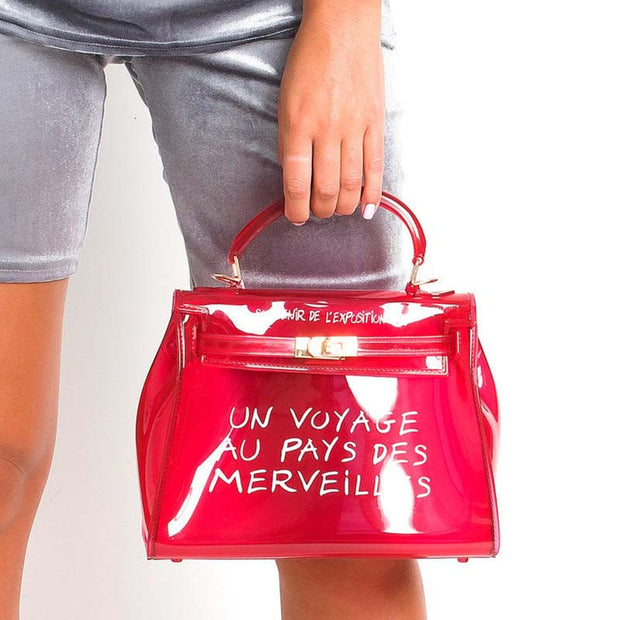 Transparent Top Handle Bag Bright Color Crossbody Handbag For Women