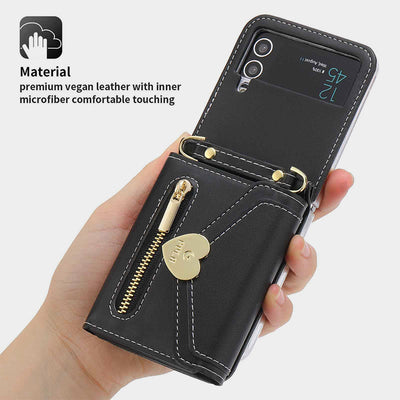 Phone Case For Samsung Card Zipper Protective Cover Purse