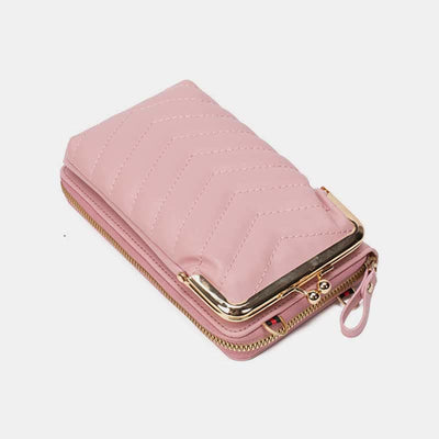 Small Crossbody Cell Phone Purse for Women Leather Quilted Wallet Case