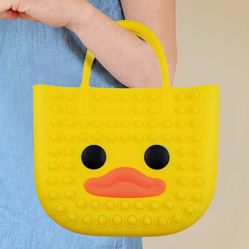 Handbag for Child Cute Duck Colorful Decompress Silicone Beach Bag