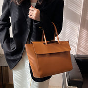Clamshell Tote For Women Large Minimalist Leather Office Commuter Purse