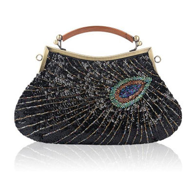 Hand-Made Beaded Clutch Peacock Sequin Bag