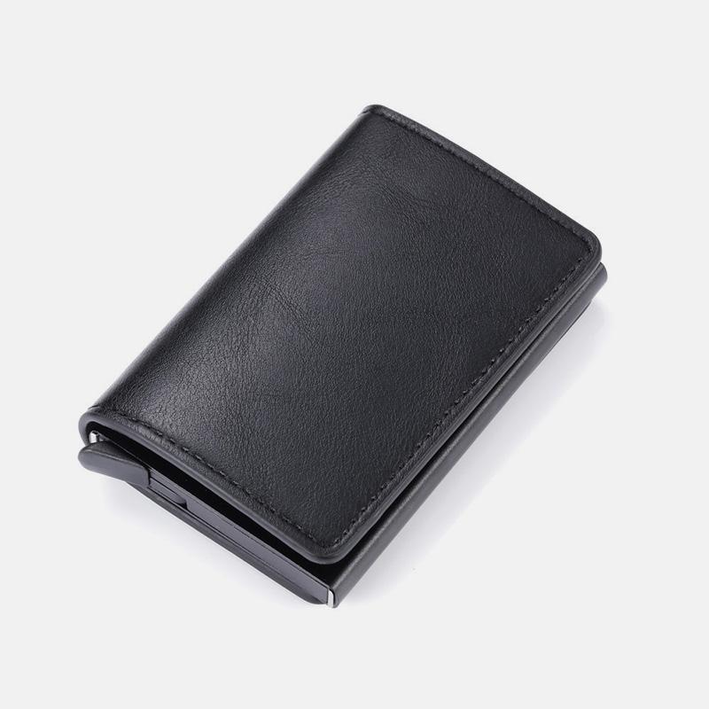 RFID Credit Card Holder With Hand-Push Metal Card Case