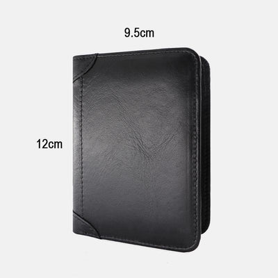 Large Capacity RFID Bifold Real Leather Wallet