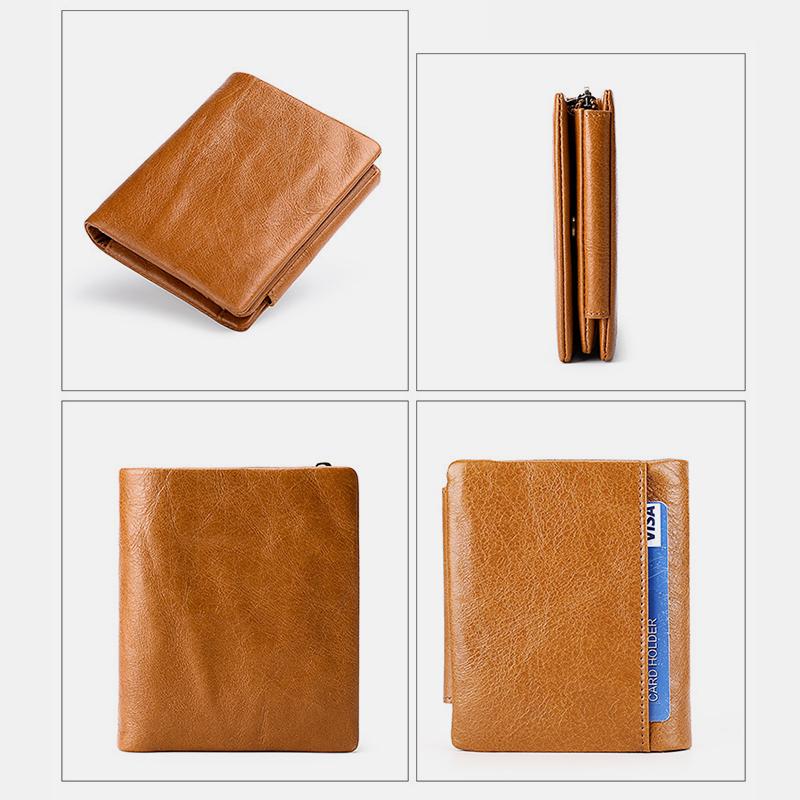 Genuine Leather RFID Trifold Vintage Wallet