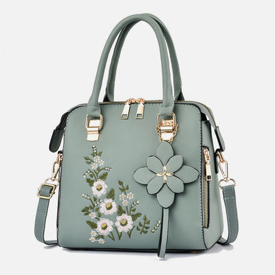 Floral Leather Handbag Women Outing Elegant Crossbody Bag