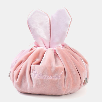 Cute Bunny Ear Drawstring Makeup Bag Embroidery Velvet Storage Bag