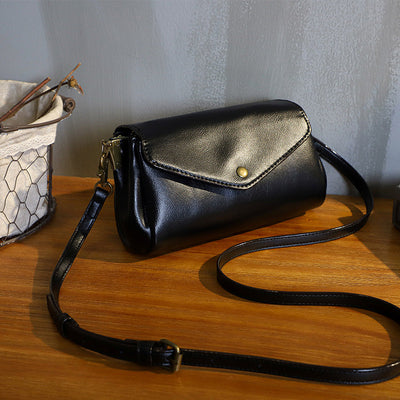 Retro Genuine Leather Handmade Crossbody Bag Multi-Slot Shoulder Bag