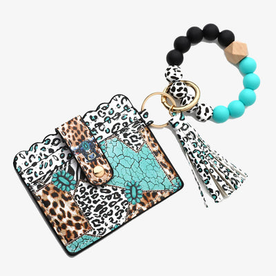 Western Card Holder Silicone Bead Bracelet Tassel Purse For Women