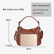 Tote For Women Vintage Solid Color Multi Pocket Crossbody Bag