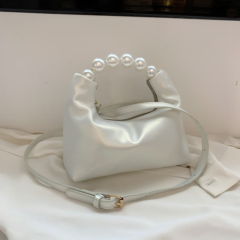 Pearl Handbag For Women Party Vegan Leather Crossbody Evening Bag