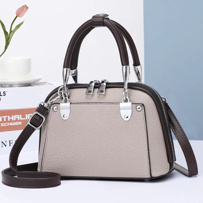 Vegan Leather Boston Bag Satchel Solid Color Crossbody Purse Handbag For Women