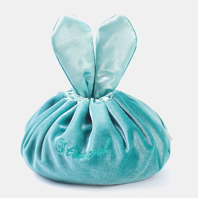 Cute Bunny Ear Drawstring Makeup Bag Embroidery Velvet Storage Bag