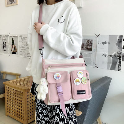 Tote Bag For Students Large Capacity Zipper Nylon Crossbody Bag