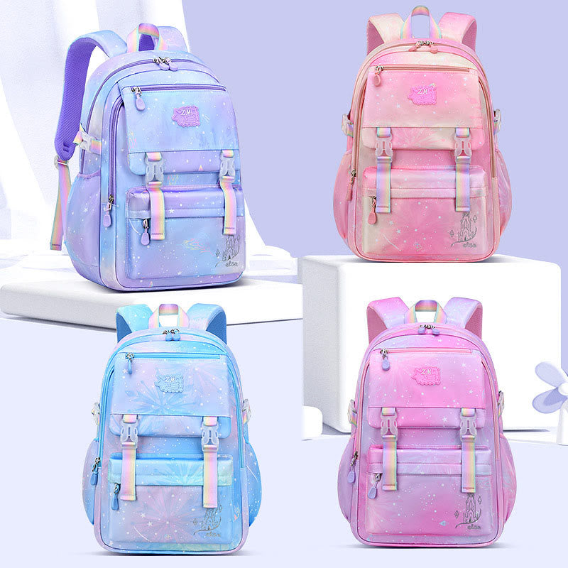 Backpack For Kids Gradient Color Lightweight Large Capacity Daily Schoolbag