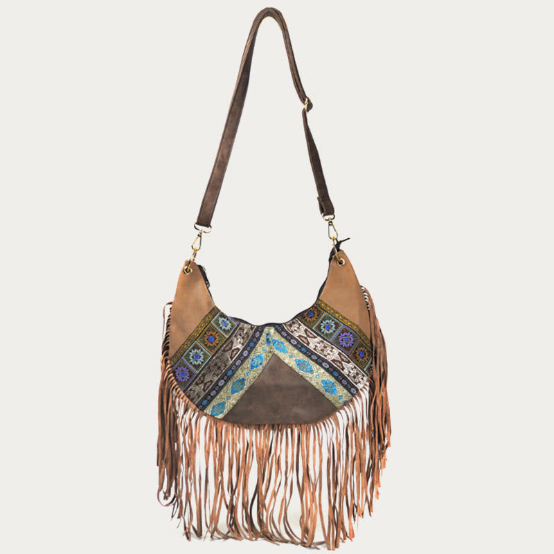 Crossbody Bag For Women Travel Ethnic Style Tassel Leather Bag