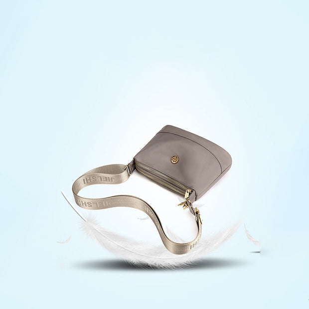 Triple Zip Small Crossbody Bag Lightweight Waterproof Nylon Shoulder Purses Handbags