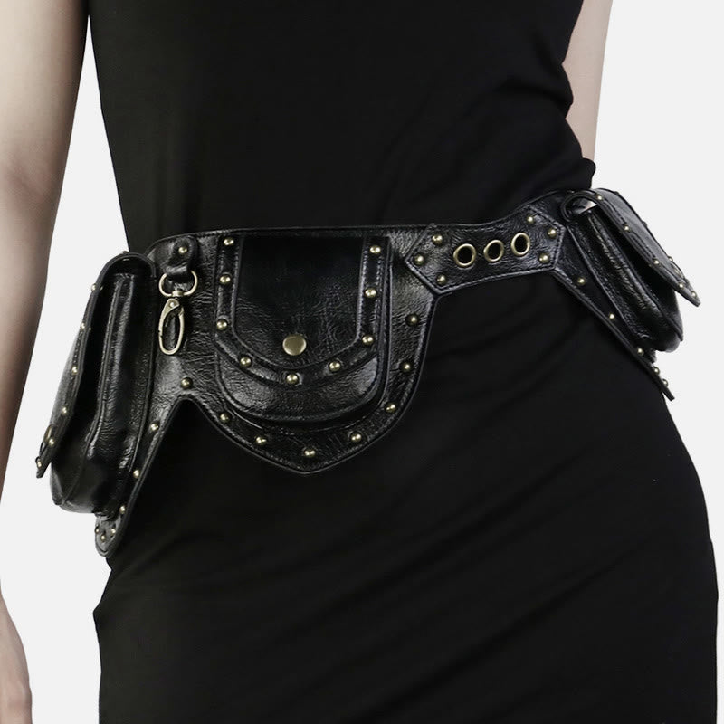 Punk Rivet Waist Bag For Women Multifunctional Carry Crossbody Bag