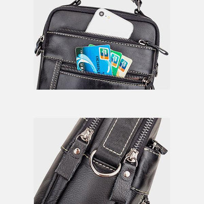 Genuine Leather Multifunction Multi-pockets Crossbody Bag