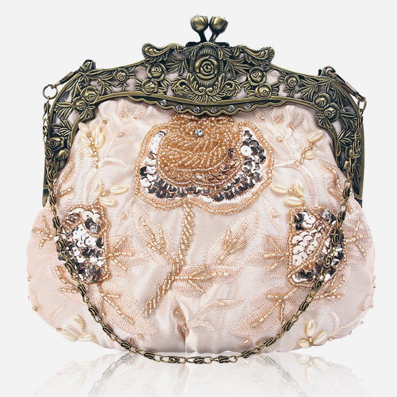 Sequin Evening Bag Flowers Embroideried Elegant Clutch For Women