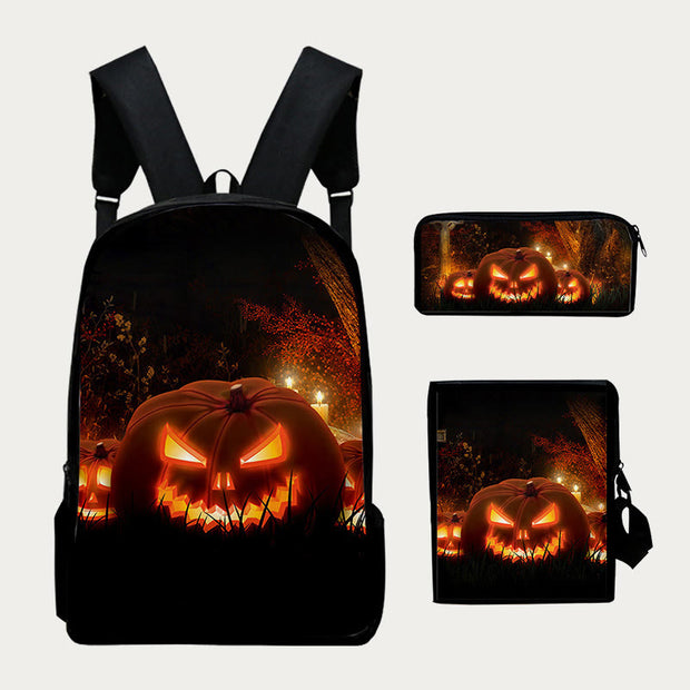 Halloween Backpack For Kids Pumpkins Print School Travel Rucksuck
